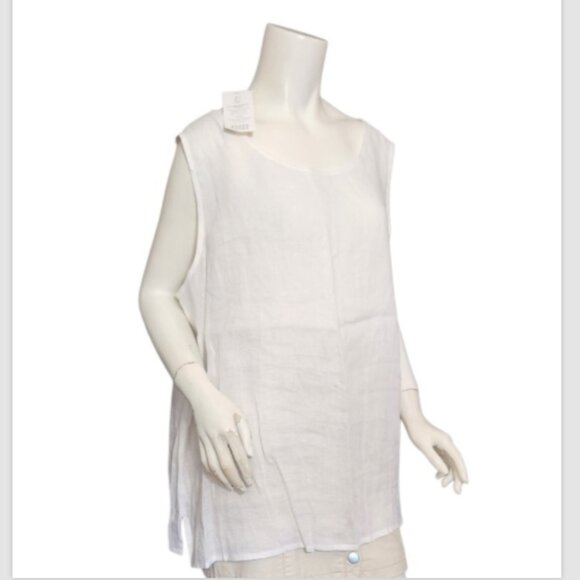 Eileen Fisher Irish Handkerchief Linen Sleeveless White Tank Top - Picture 4 of 16
